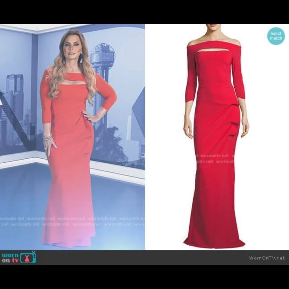 New Chiara Boni La Petite Robe Kate Off-The-Shoulder Gown Size 50 (14) $995